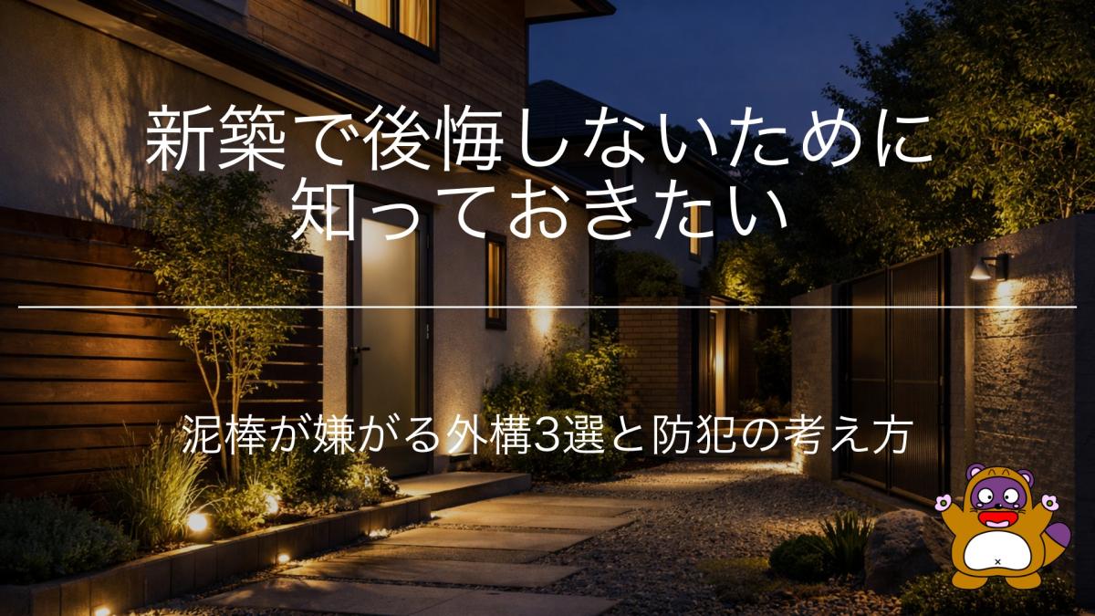 新築で後悔しないために知っておきたい｜泥棒が嫌がる外構3選と防犯の考え方