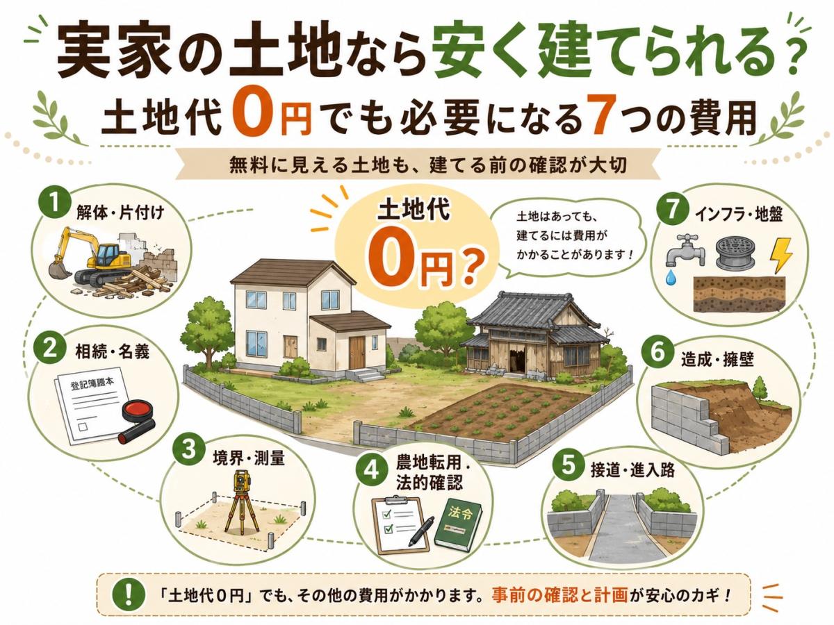 実家の土地なら安く建てられる？土地代0円でも必要になる7つの費用｜新城市・北設楽郡の家づくり