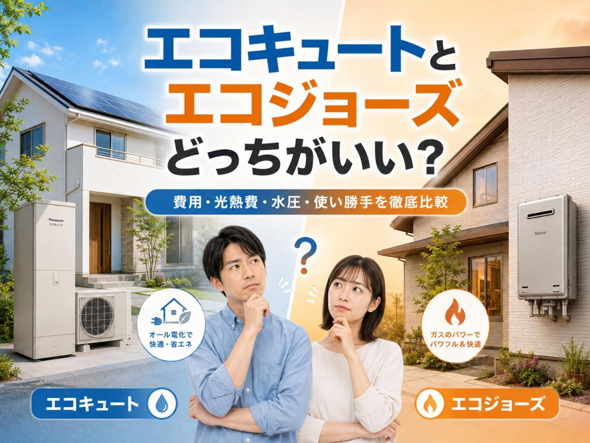 新築はエコキュートとエコジョーズどっちがいい？費用・光熱費・水圧・使い勝手を徹底比較