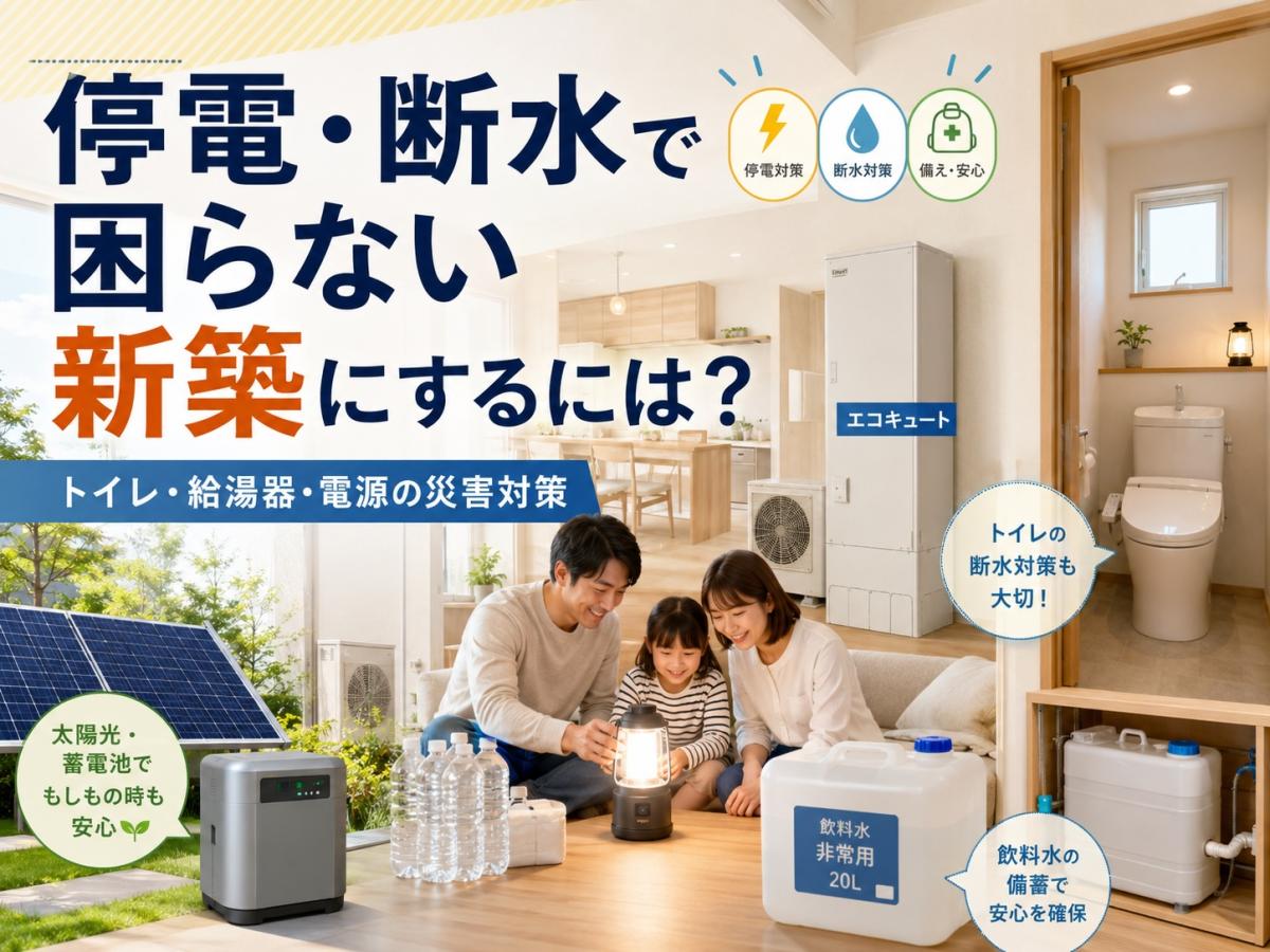 停電・断水で困らない新築にするには？トイレ・給湯器・電源の災害対策